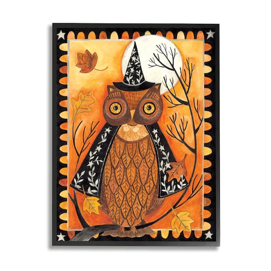 Stupell Industries Seasonal Autumn Owl Moonlit Night Framed Giclee Art